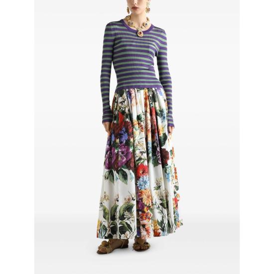 25FW 돌체앤가바나 롱 스커트 F4C6QT HS5TR HA5PC WHITE RED - DOLCE & GABBANA