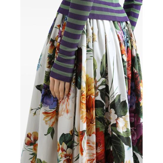 25FW 돌체앤가바나 롱 스커트 F4C6QT HS5TR HA5PC WHITE RED - DOLCE & GABBANA