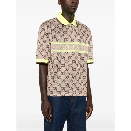 24FW 구찌 폴로 티셔츠 787890 XJGJ3 2270 BROWN YELLOW - GUCCI