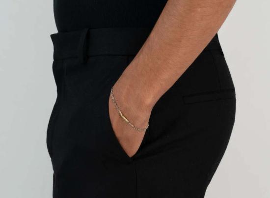  title of work 브레이슬릿 작품명 골드 튜브 & 스몰 케이블 링크 팔찌 - OTHER BRANDS