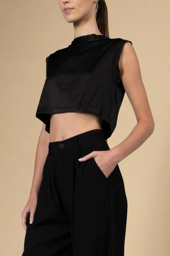  논살란트 레이블 민소매 티셔츠 넌캐럴런트 라벨 멜 크롭 블랙 - NONCHALANT LABEL