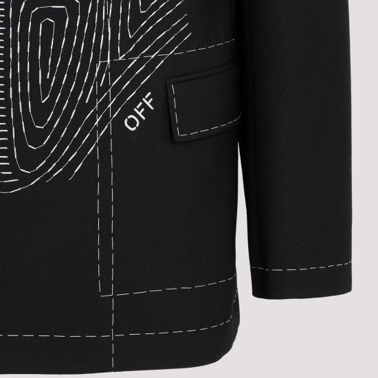  오프화이트 가죽 자켓 OMEW001S23FAB002 1001 BLACK - OFF WHITE