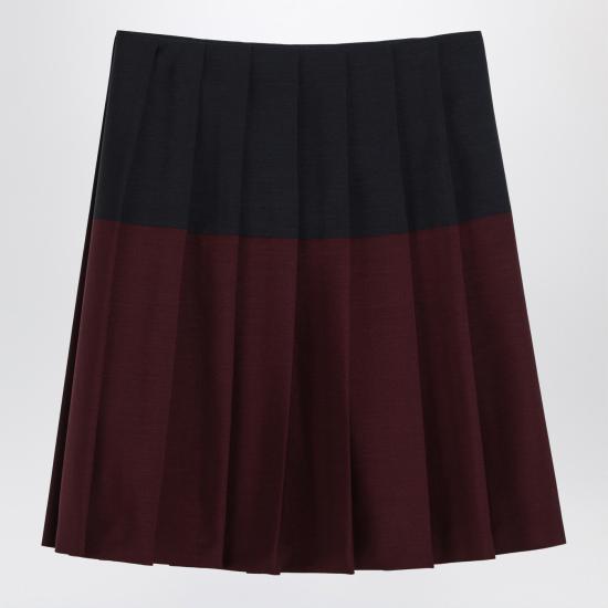  미우미우 투톤 플리츠 미디 스커트 MG2419OOO163O Brown