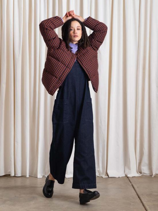  알리 골든 봄버 자켓 퍼퍼 재킷 러스트/네이비 깅엄 - ALI GOLDEN