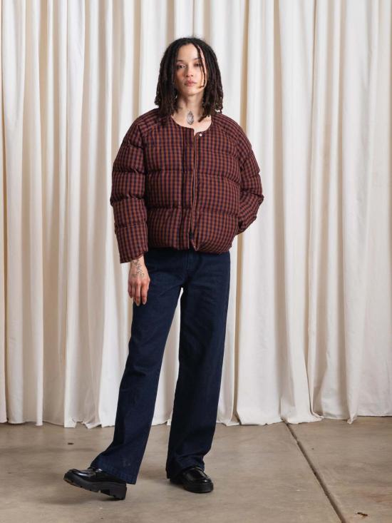  알리 골든 봄버 자켓 퍼퍼 재킷 러스트/네이비 깅엄 - ALI GOLDEN