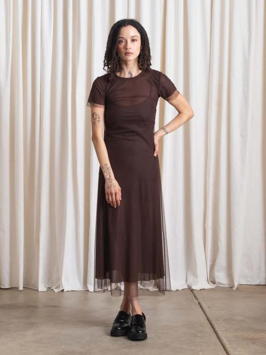  알리 골든 롱 원피스 피티드 메시 티셔츠 드레스 그래스 그린 - ALI GOLDEN