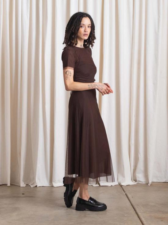  알리 골든 롱 원피스 피티드 메시 티셔츠 드레스 그래스 그린 - ALI GOLDEN