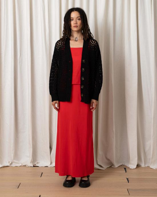  알리 골든 가디건 오픈 니트 카디건 스웨터 블랙 - ALI GOLDEN