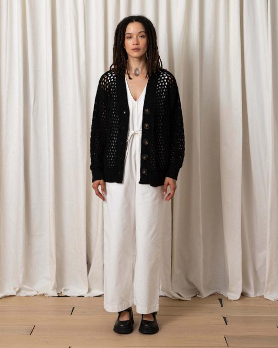  알리 골든 가디건 오픈 니트 카디건 스웨터 블랙