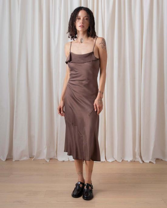  알리 골든 롱 원피스 실크 비대칭 탱크 드레스 토프 - ALI GOLDEN