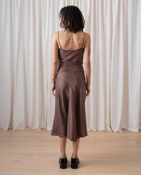  알리 골든 롱 원피스 실크 비대칭 탱크 드레스 토프 - ALI GOLDEN