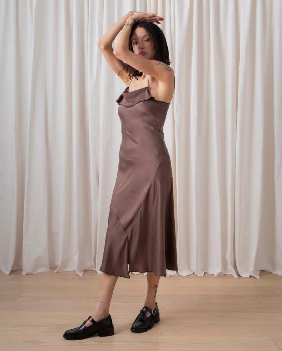  알리 골든 롱 원피스 실크 비대칭 탱크 드레스 토프 - ALI GOLDEN