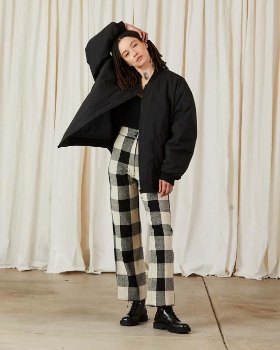  알리 골든 봄버 자켓 오버사이즈 봄버 재킷 블랙 세어서커 - ALI GOLDEN