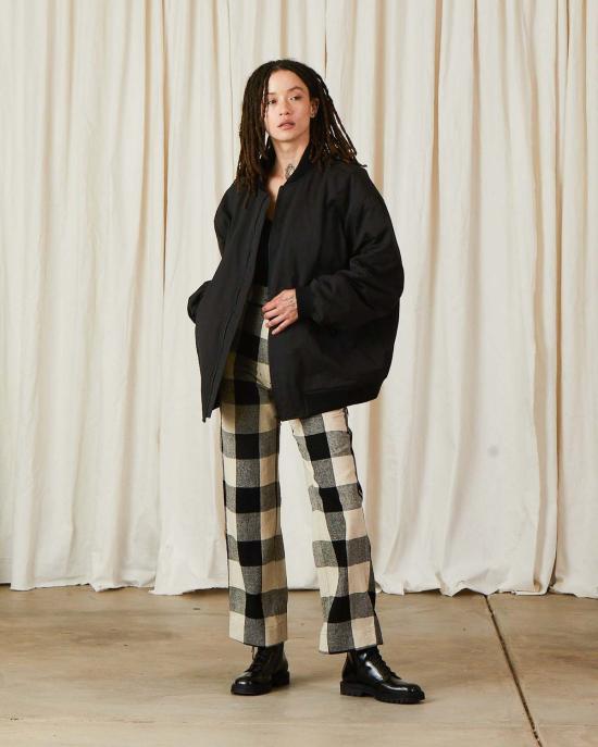  알리 골든 봄버 자켓 오버사이즈 봄버 재킷 블랙 세어서커 - ALI GOLDEN