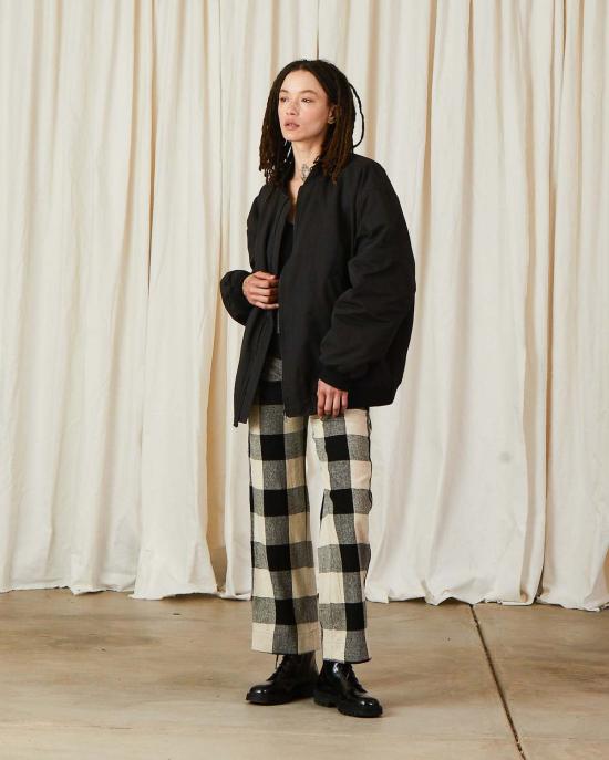  알리 골든 봄버 자켓 오버사이즈 봄버 재킷 블랙 세어서커 - ALI GOLDEN