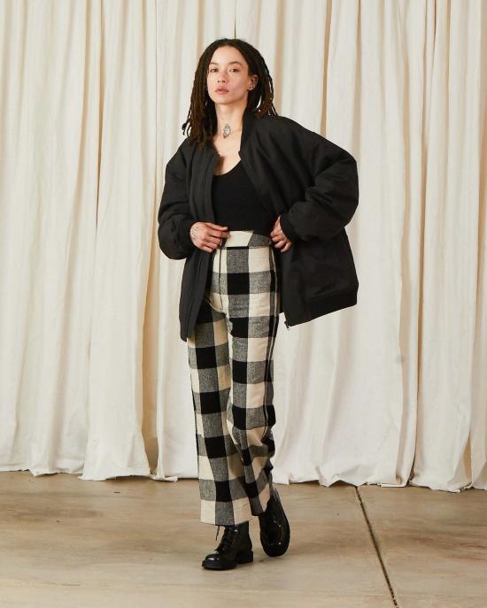  알리 골든 봄버 자켓 오버사이즈 봄버 재킷 블랙 세어서커 - ALI GOLDEN