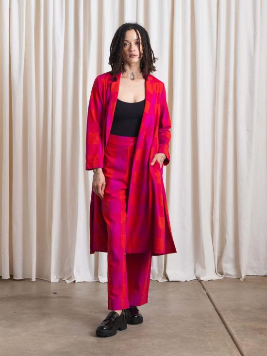  알리 골든 코트 노치 재킷 포피/핑크 플레드 - ALI GOLDEN