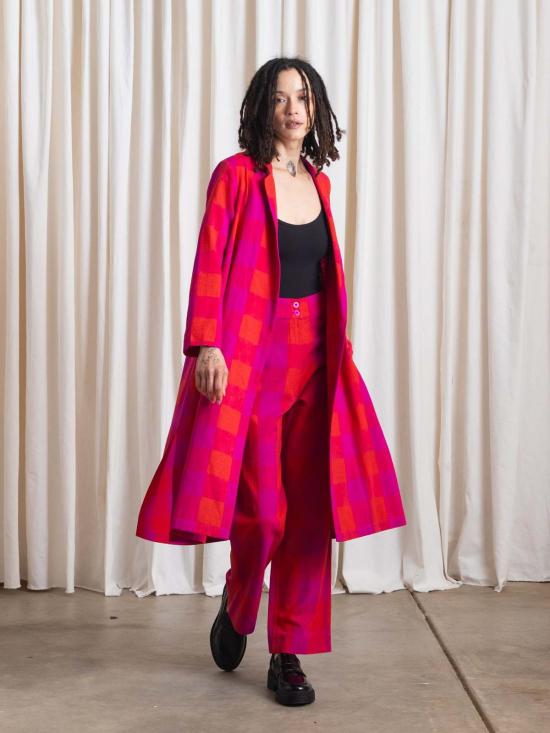  알리 골든 코트 노치 재킷 포피/핑크 플레드 - ALI GOLDEN