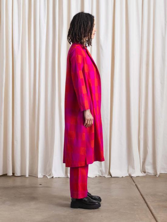  알리 골든 코트 노치 재킷 포피/핑크 플레드 - ALI GOLDEN