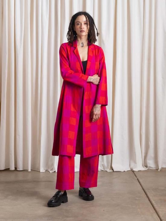  알리 골든 코트 노치 재킷 포피/핑크 플레드 - ALI GOLDEN