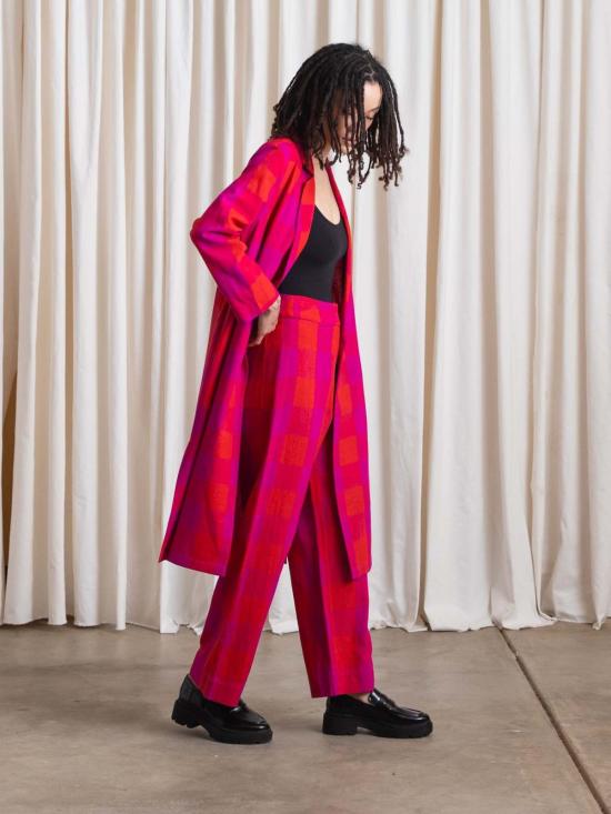  알리 골든 코트 노치 재킷 포피/핑크 플레드 - ALI GOLDEN