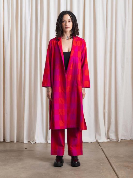  알리 골든 코트 노치 재킷 포피/핑크 플레드 - ALI GOLDEN