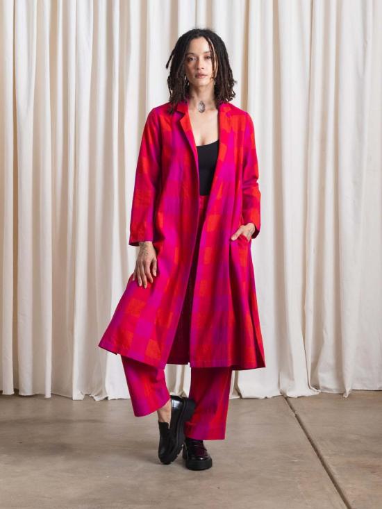  알리 골든 코트 노치 재킷 포피/핑크 플레드 - ALI GOLDEN