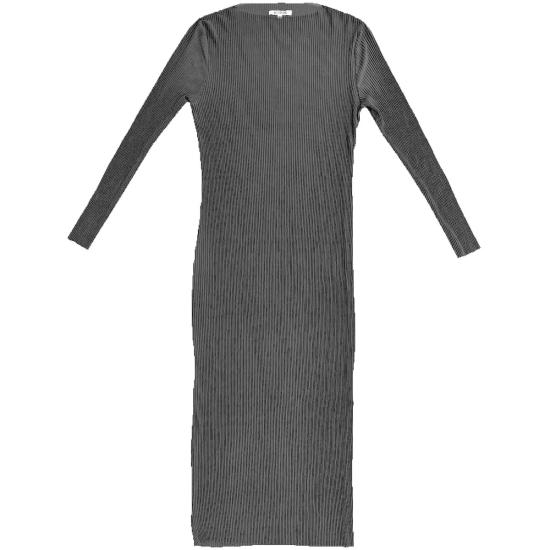  알리 골든 롱 원피스 플리츠 메시 드레스 블랙