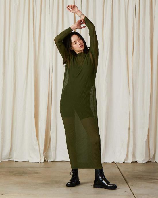  알리 골든 롱 원피스 플리츠 메시 드레스 블랙 - ALI GOLDEN