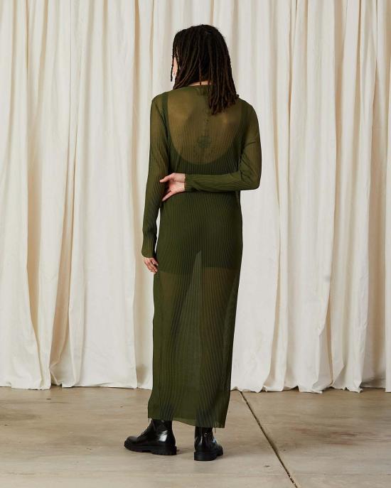  알리 골든 롱 원피스 플리츠 메시 드레스 블랙 - ALI GOLDEN