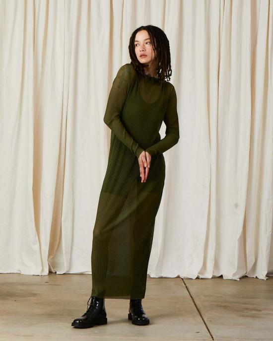  알리 골든 롱 원피스 플리츠 메시 드레스 블랙 - ALI GOLDEN