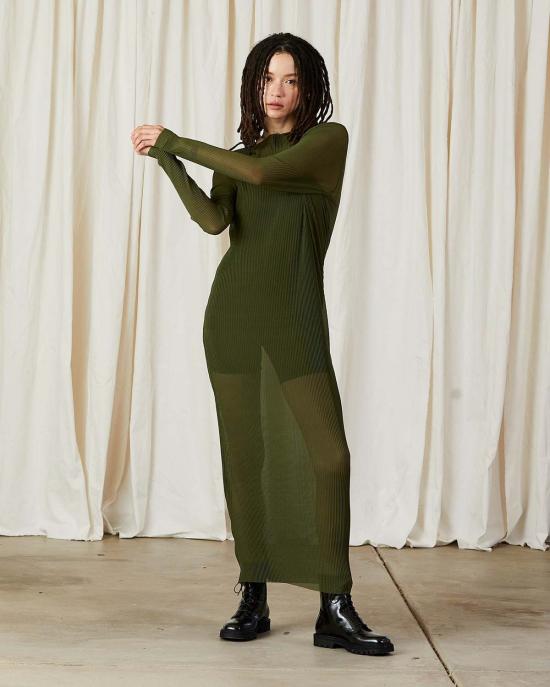  알리 골든 롱 원피스 플리츠 메시 드레스 블랙 - ALI GOLDEN