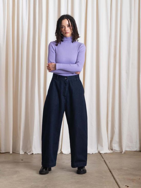  알리 골든 데님 팬츠 루즈 배럴 팬츠 다크 데님 - ALI GOLDEN