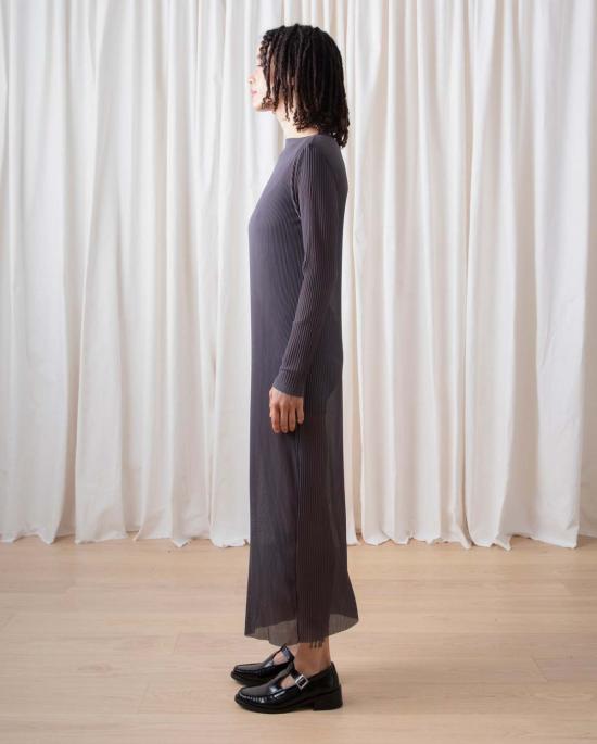  알리 골든 롱 원피스 플리츠 메시 드레스 섀도우 - ALI GOLDEN