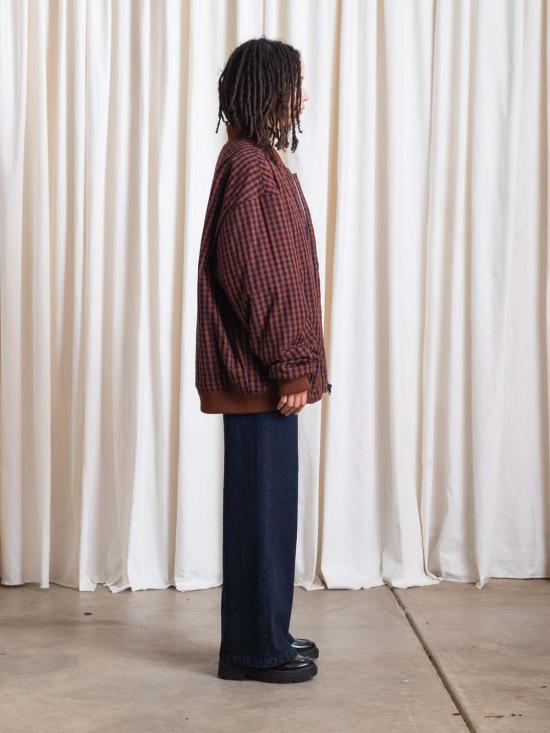  알리 골든 봄버 자켓 오버사이즈 봄버 재킷 러스트/네이비 깅엄 - ALI GOLDEN