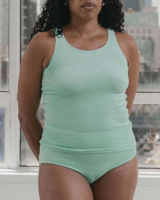  베이스레인지 반팔 티셔츠 오모 탱크 텔루 그린 - BASERANGE