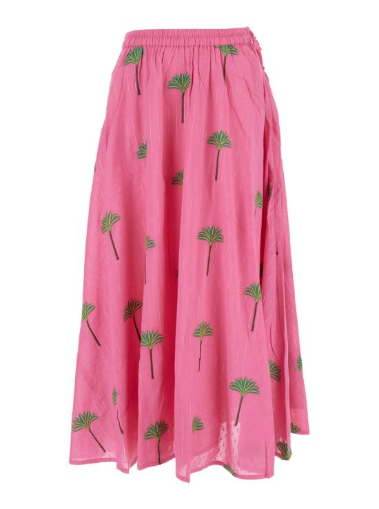 25SS 니모위드러브 롱 스커트 VANILLASKIRTPINKLUREXPALMEMBROIDRED Pink