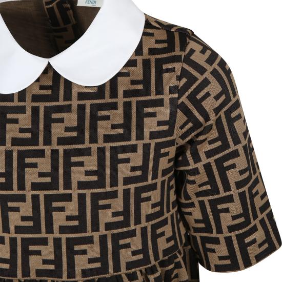 25FW [키즈] 펜디 원피스 JFB399 A6A6 F0E0X BROWN - FENDI