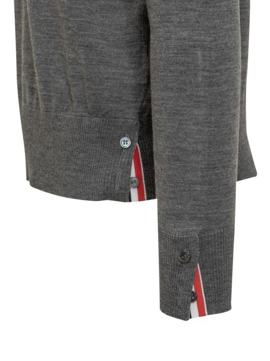 25FW 톰브라운 RWB 사선완장 메리노울 크루넥 니트 긴팔 티셔츠 MKA002AY1014 038 GREY - THOM BROWNE