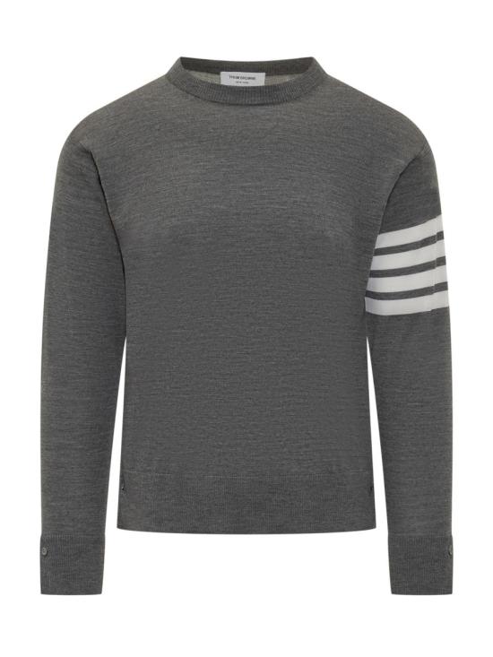 25FW 톰브라운 RWB 사선완장 메리노울 크루넥 니트 긴팔 티셔츠 MKA002AY1014 038 GREY