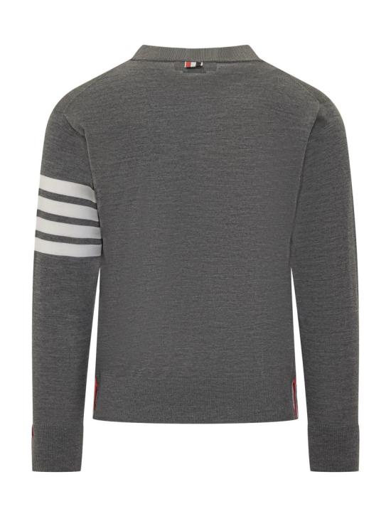 25FW 톰브라운 RWB 사선완장 메리노울 크루넥 니트 긴팔 티셔츠 MKA002AY1014 038 GREY - THOM BROWNE