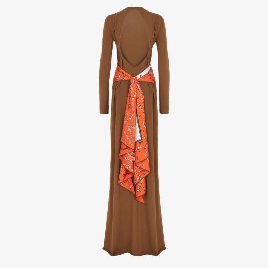 24FW 펜디 롱 원피스 FZDB56ANZD F0QD6 BROWN - FENDI