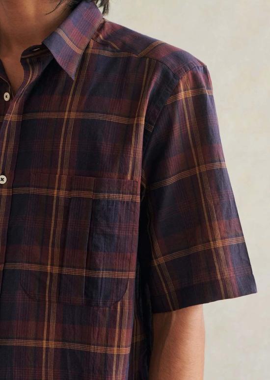  De Bonne Facture 반팔 셔츠 Painter's Shirt 버건디 체크 - OTHER BRANDS