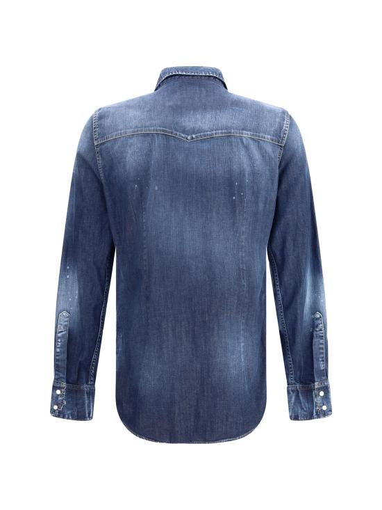 25FW 디스퀘어드2 패션 디스트레스드 웨스턴 셔츠  S74DM0935S30341 470 BLUE - DSQUARED2