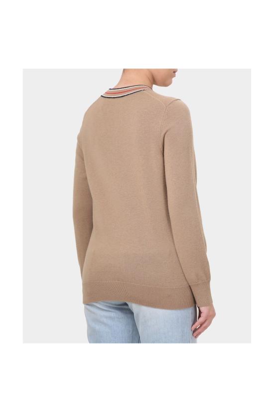  버버리 스트라이프 칼라 캐시미어 스웨터 8048429 1005 cammello - BURBERRY
