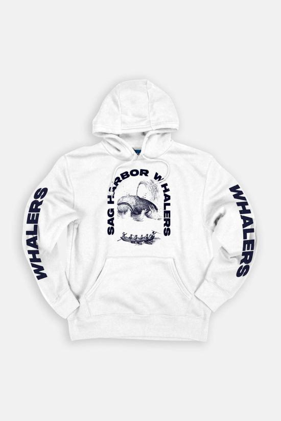  블루&크림 사그 하버 웨일러스 후드 티셔츠