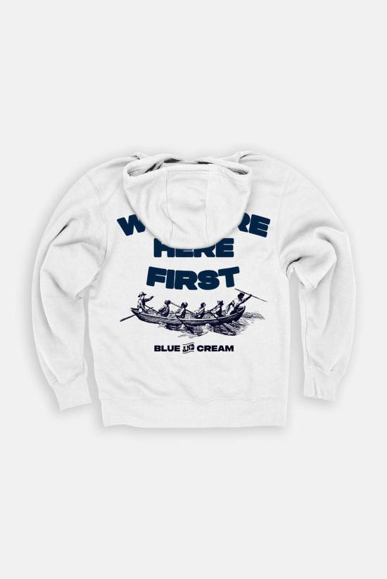  블루&크림 사그 하버 웨일러스 후드 티셔츠 - BLUE&CREAM