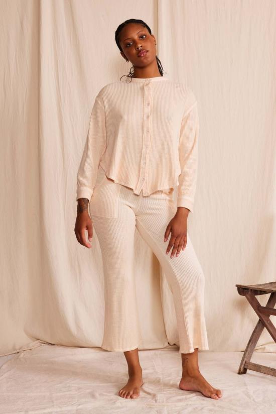  피플 오브 레이저 블라우스 People Of Leisure 퀸 와플 탑 - PEOPLE OF LAISURE