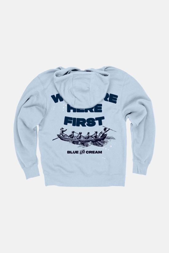  블루&크림 사그 하버 웨일러스 후드 티셔츠 - BLUE&CREAM