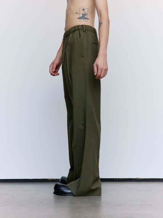  마르니 스트레이트 팬츠 딥 세이지 트로피컬 울 플리츠 팬츠 - MARNI